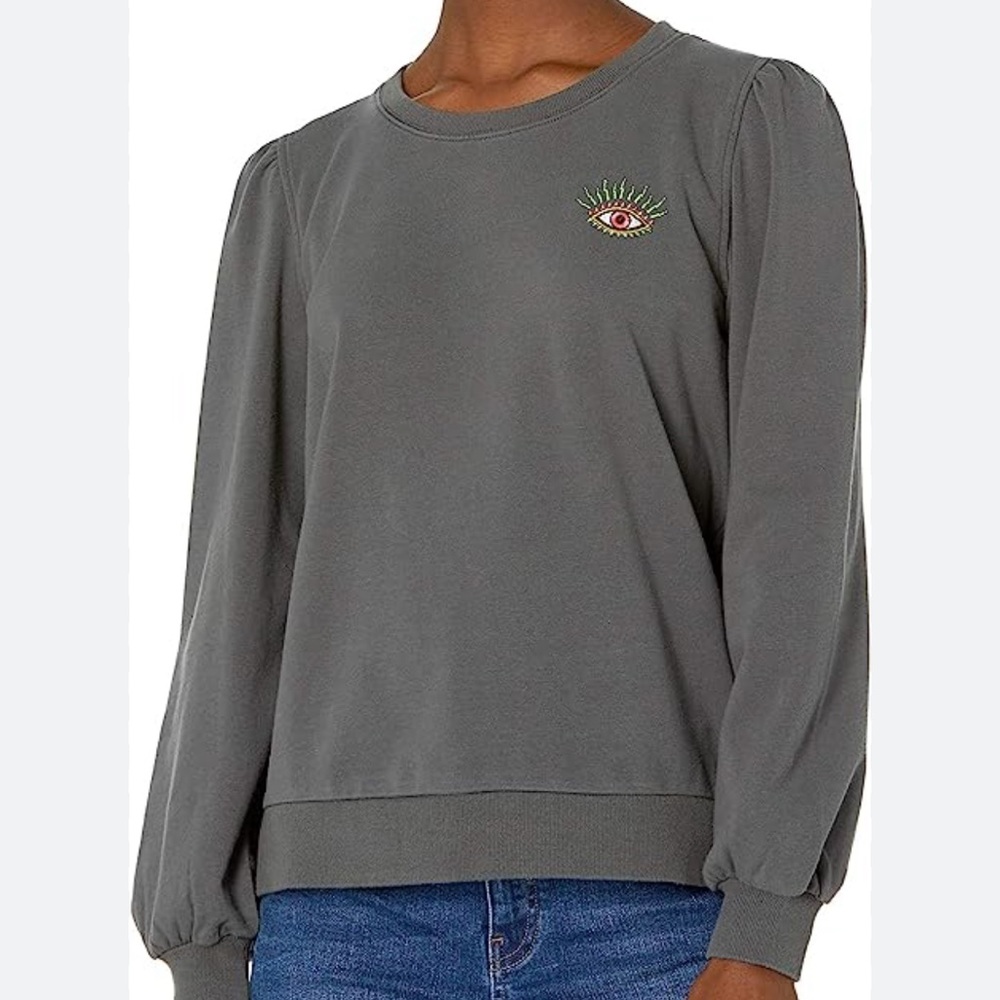 Nicole Miller Crew Neck Ballon Sleeve Sweatshirt | size P